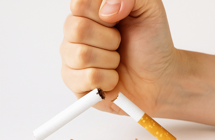 arrêter de fumer main écrasant une cigarette
